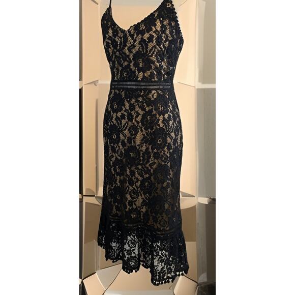 VTG Y2K Black Lace Overlay Dress Romantic Whimsygoth Sexy Vixen Cocktail Sz 10 - Picture 11 of 16